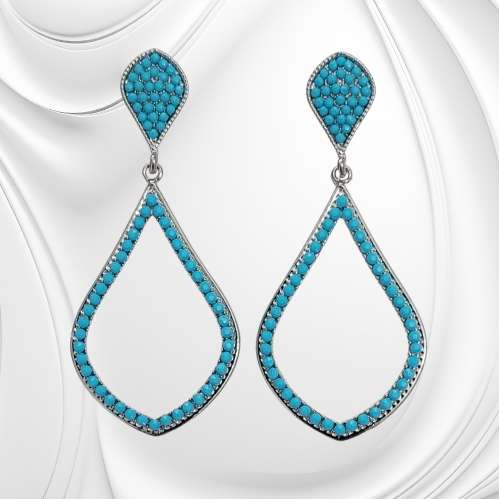 Elegant Turquoise Teardrop Dangle Earrings New